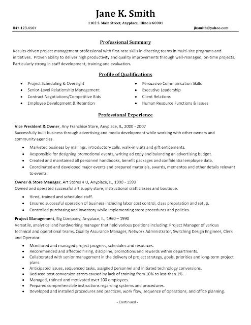 Infrastructure project manager resume sample